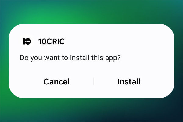 Step 4 of the 10CRIC APK installation guide – confirm installation of the app