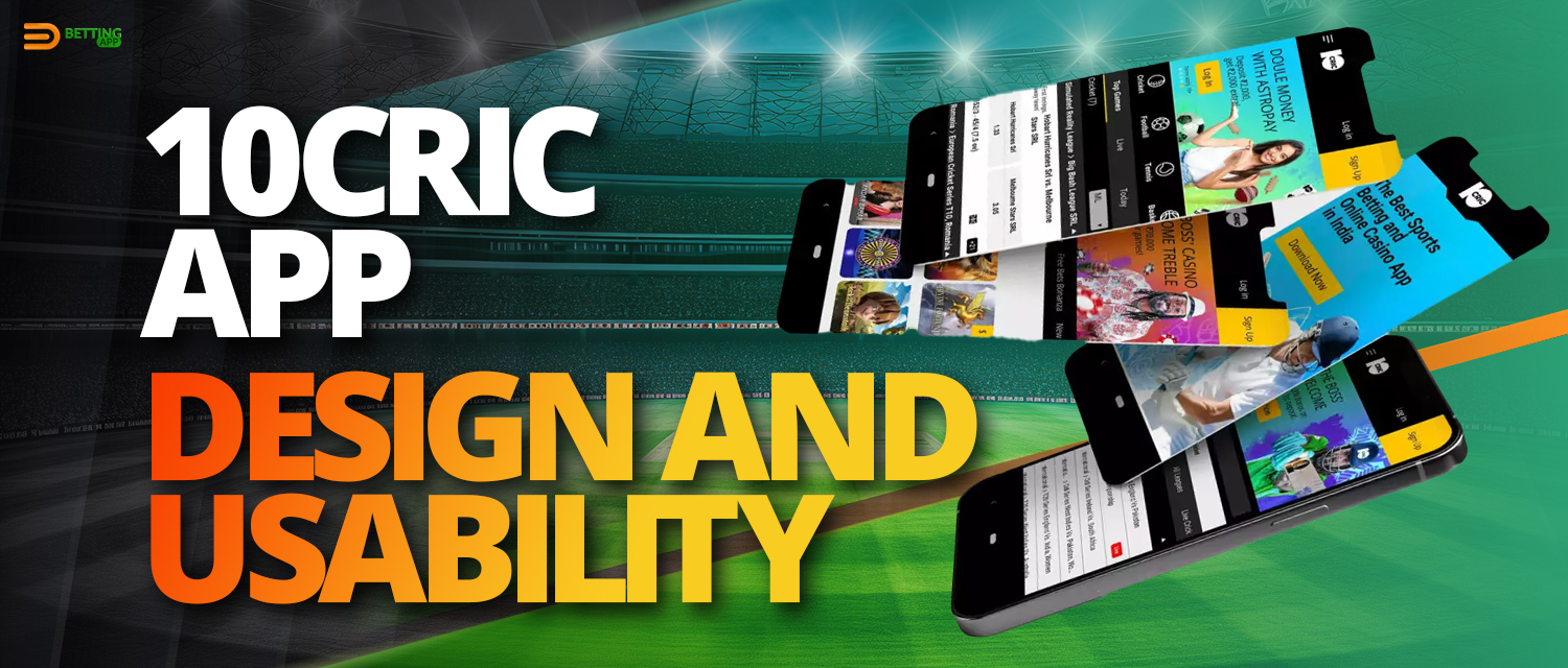 Design and interface of the 10cric 2024 mobile app