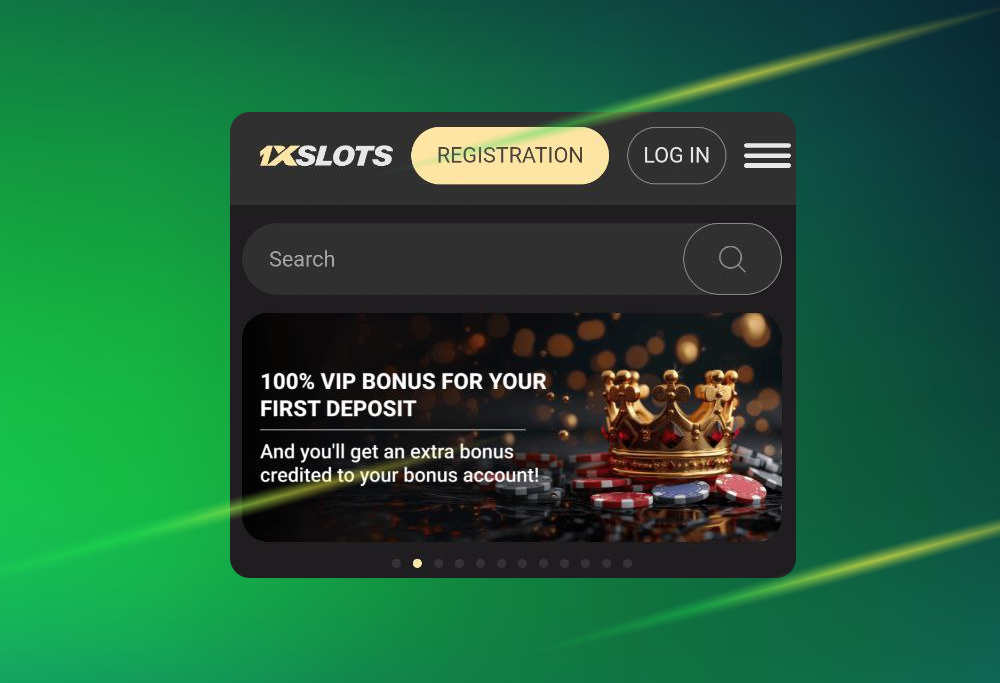 Step 1 of downloading the 1xSlots APK for Android: visit the official website