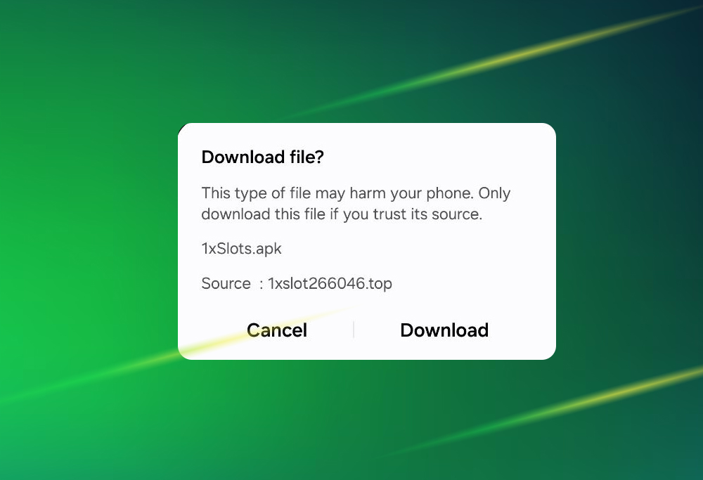 Step 3 of 1xSlots APK installation on Android showing the Download button