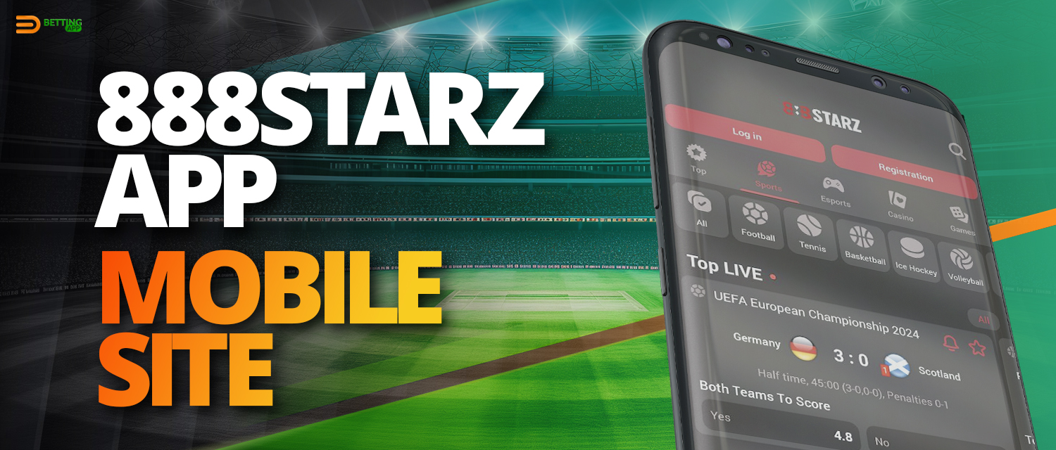 Mobile version of 888Starz sports betting site