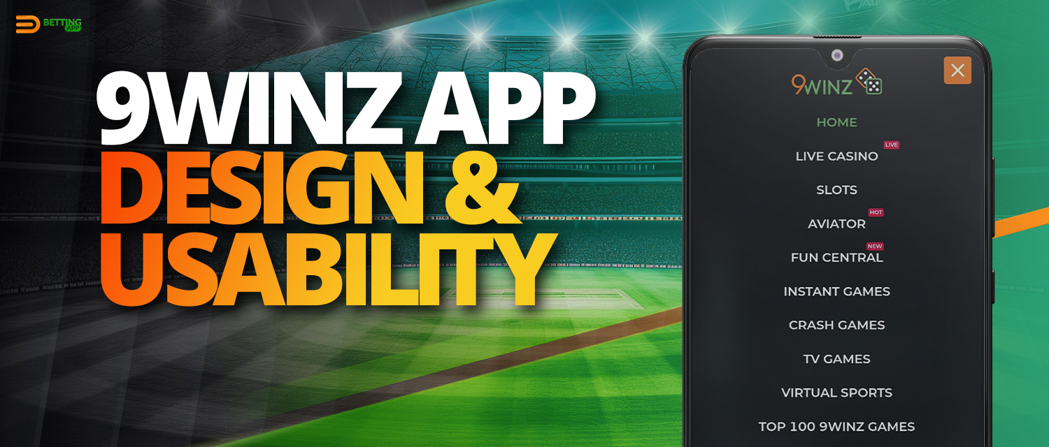 Design features of the 9winz app