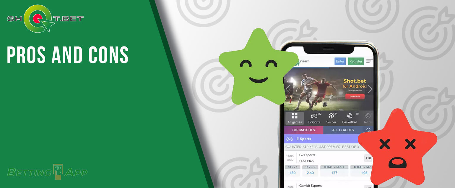 Advantages and disadvantages of the Shot Bet app