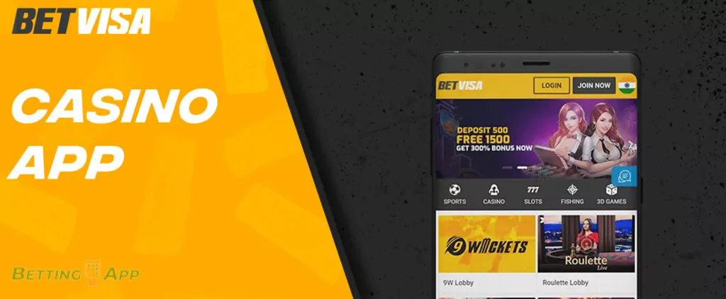 You can find a stunning selection of casino games in the Betvisa app