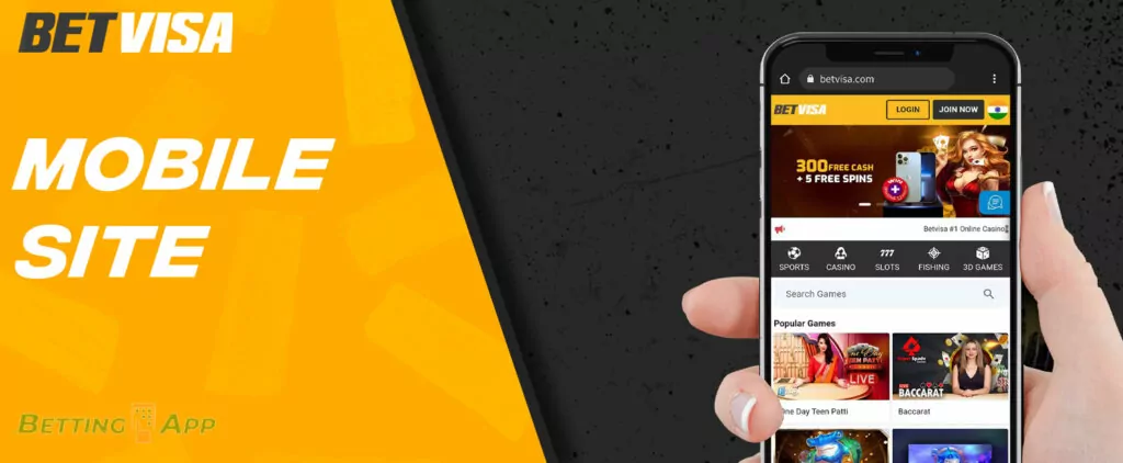 Betvisa offers a usable mobile website version