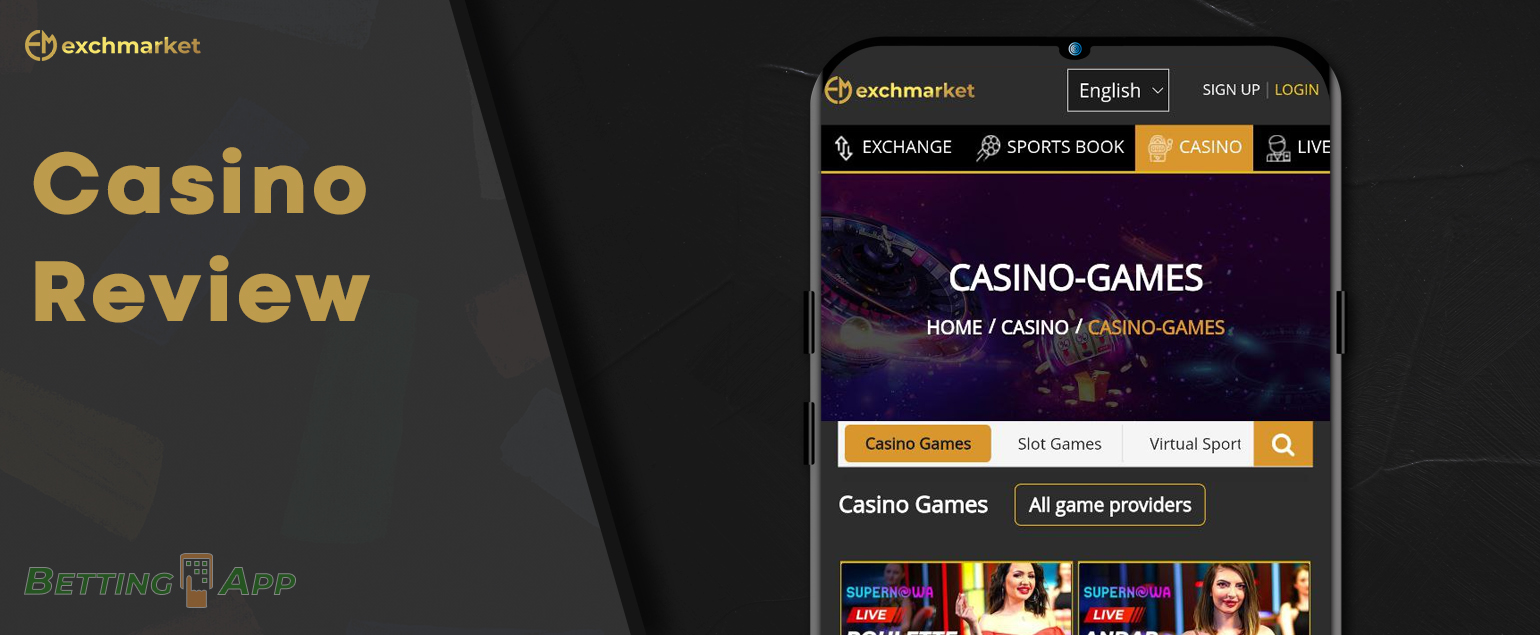 Features games in the online casino section of the Exchmarket website