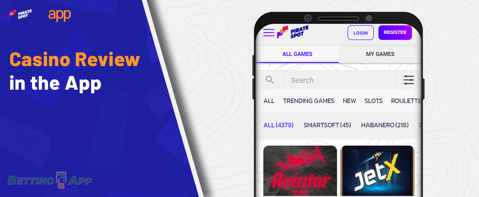 Which sections and games are available for Pirate Spot users from India in the app
