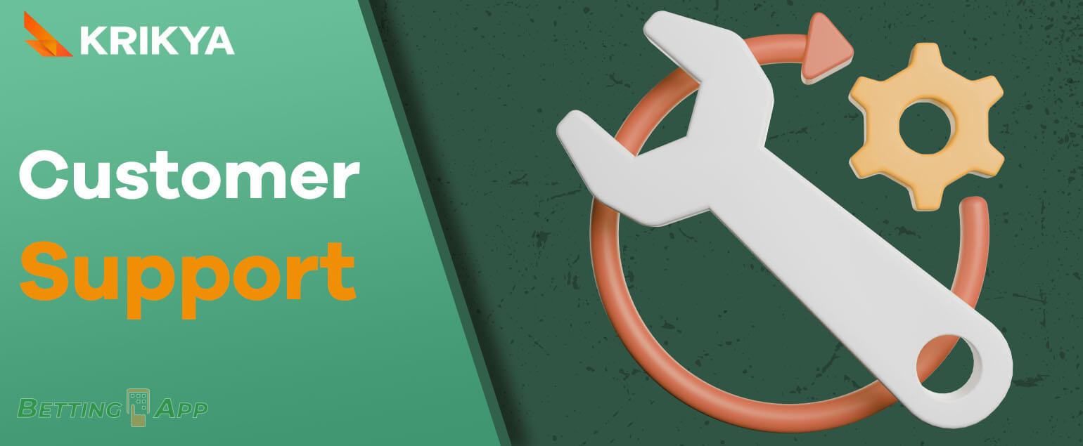 Krikya customer service available in the app