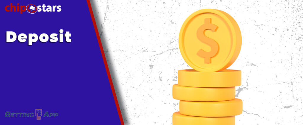 All avaliable Chipstars deposit methods for Indian users