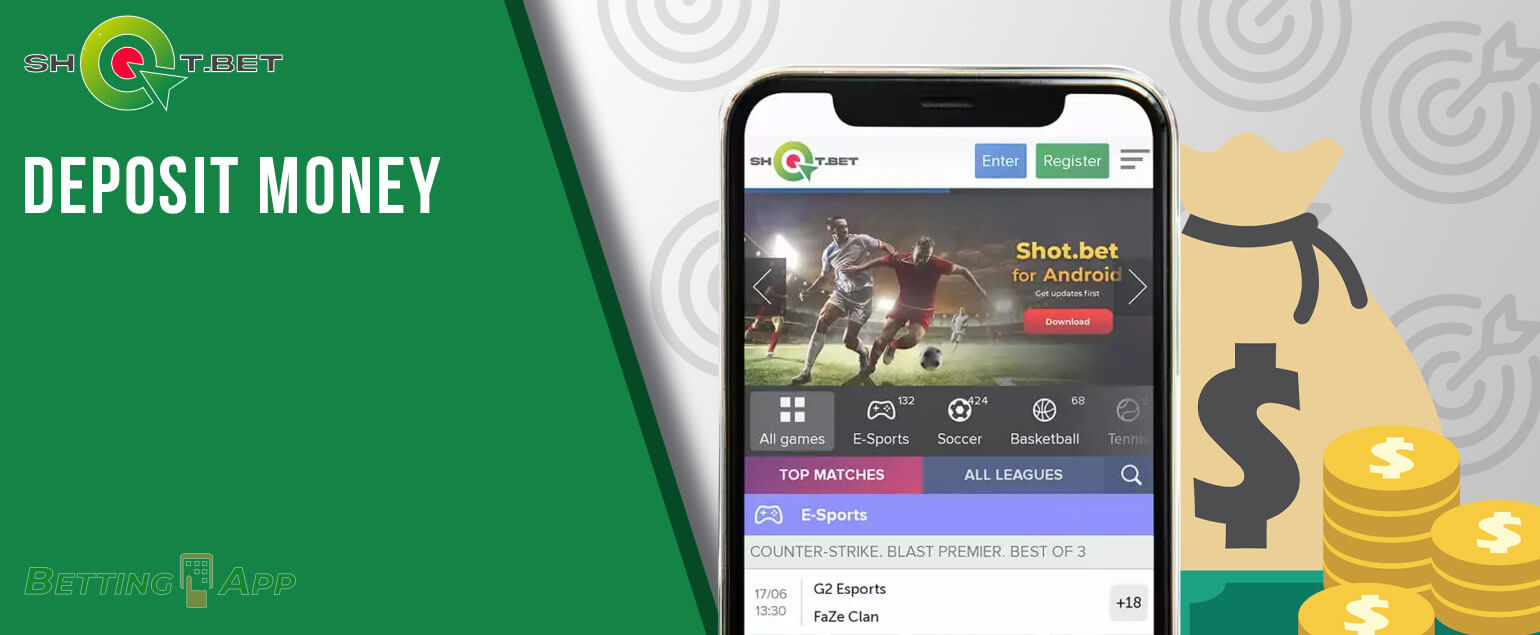 Users of Shot Bet can deposit funds into their accounts