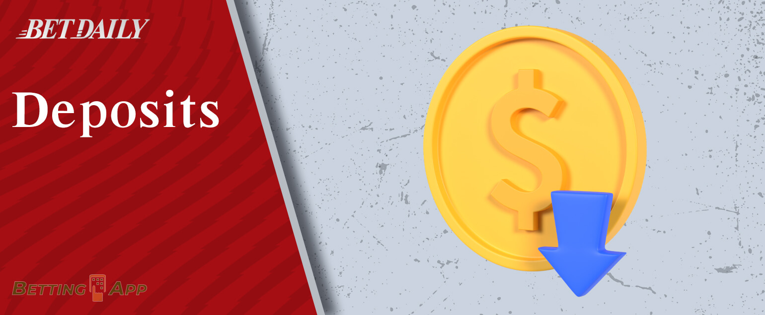 All deposit methods in Betdaily app