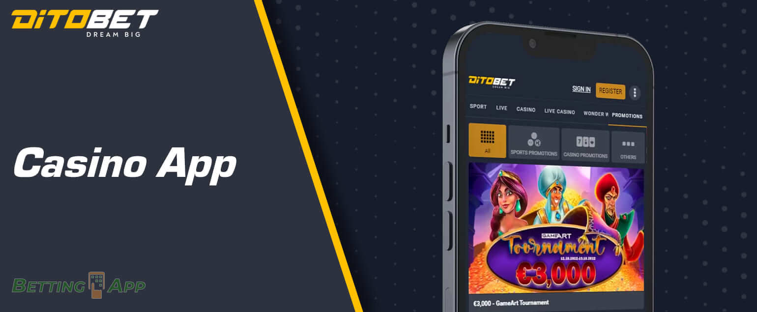 Features of the online casino section in the DitoBet mobile app