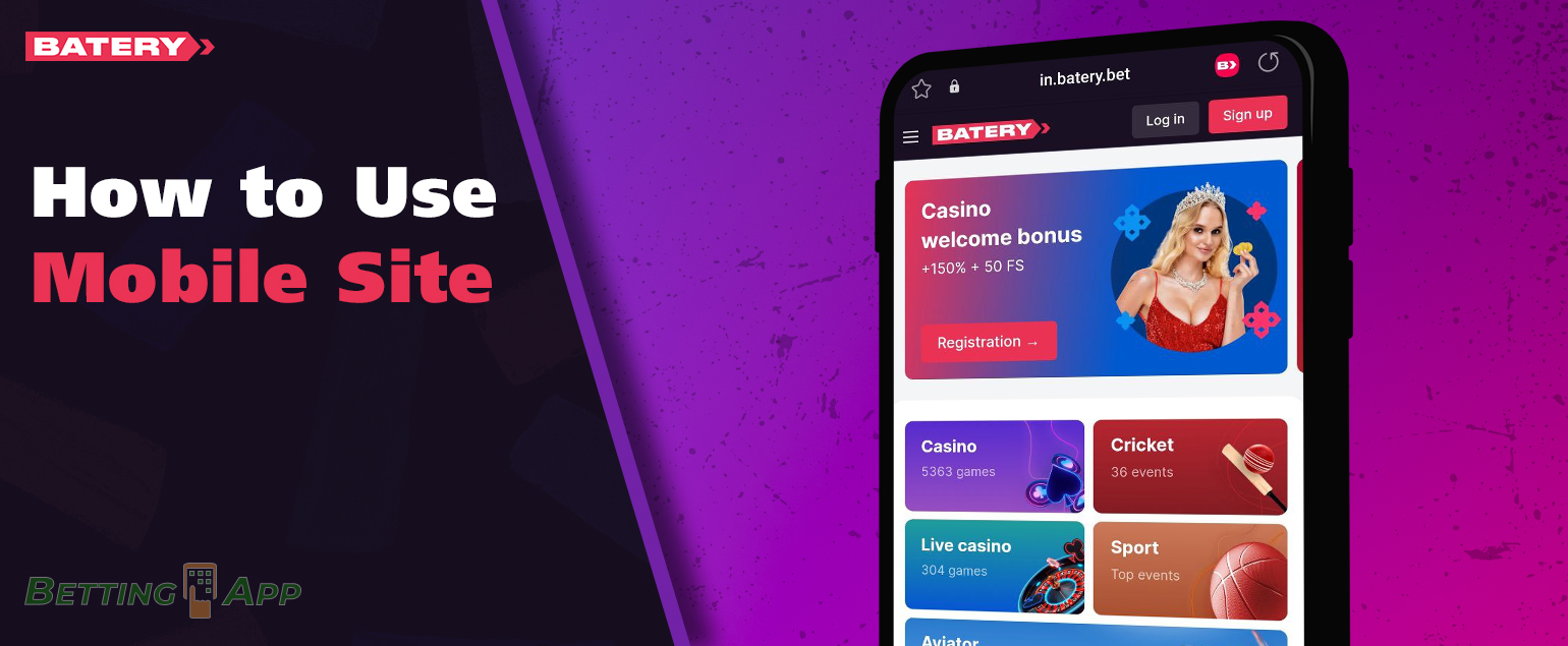 Using the mobile version of Batery website for sports betting and online casinos