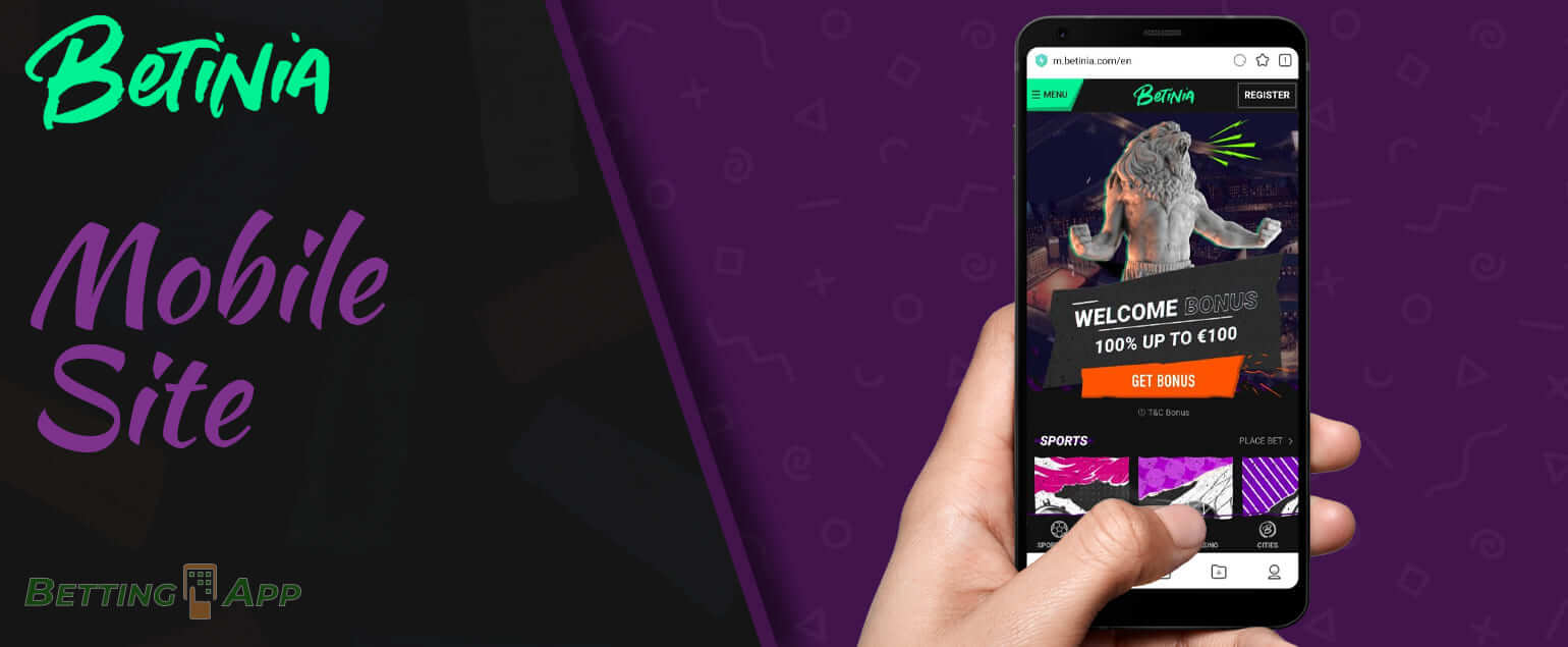 Features of using Betinia mobile site in India