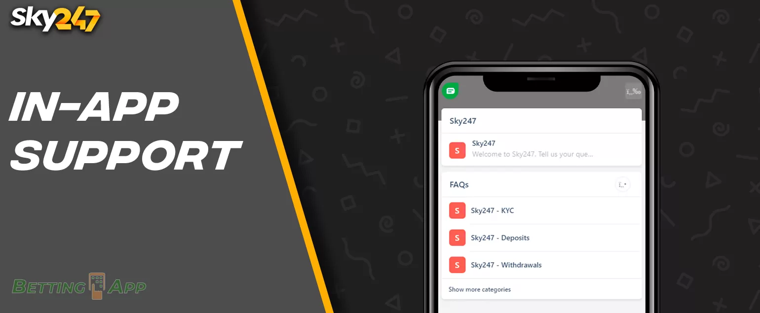 How technical support works in the Sky247 app