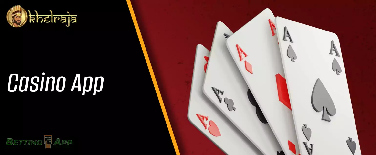 What games are available in the online casino section of the Khelraja mobile app
