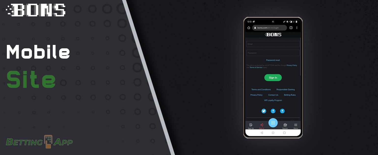 How to use mobile version of the Bons Bet