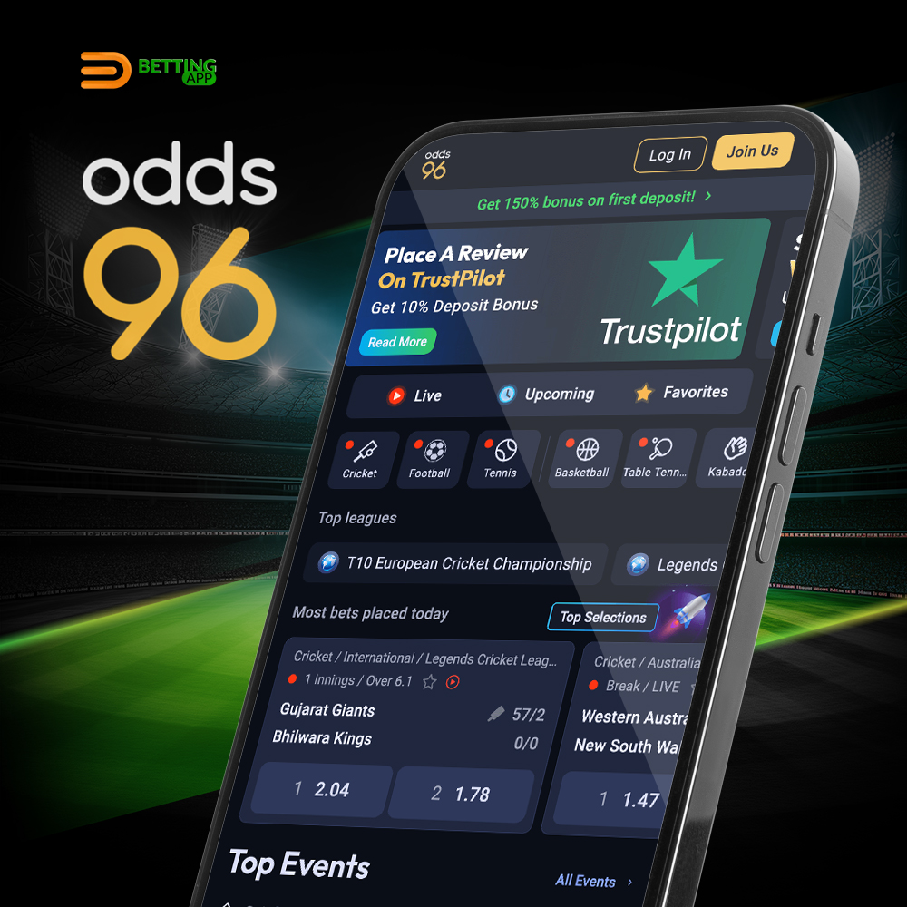 Odds96 mobile application for betting on IPL with the best bonuses