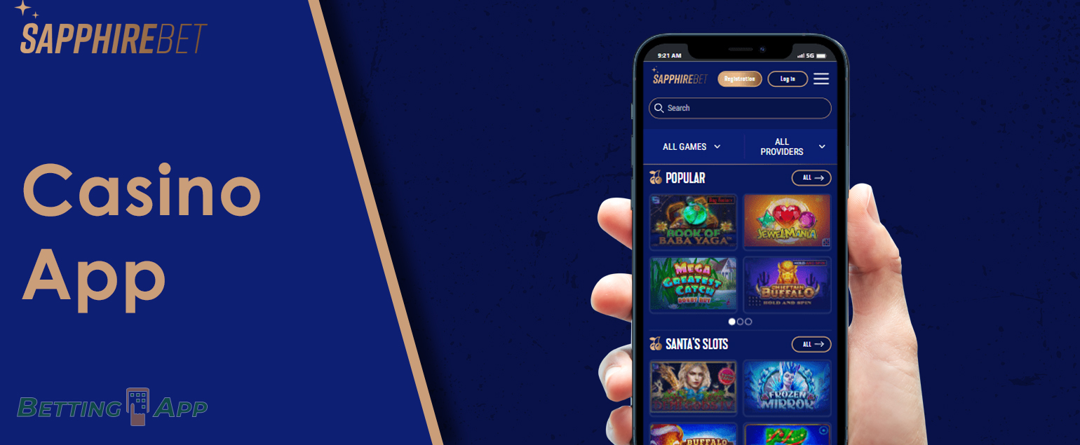 Games available in Sapphirebet mobile app in the online casino section