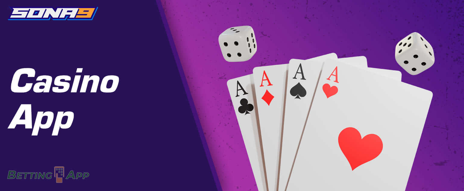 Casino games available in the Sona9 mobile app for Indian users