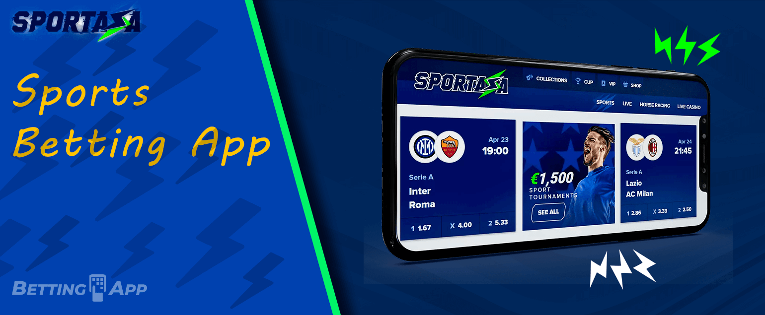 One of the most comprehensive parts of the Sportaza app is sports betting