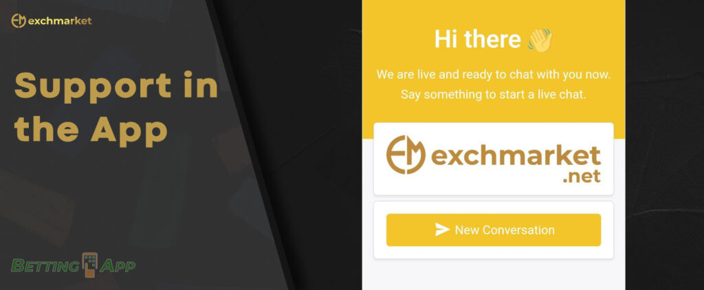 How to get answers to questions and contact Exchmarket support team in the app