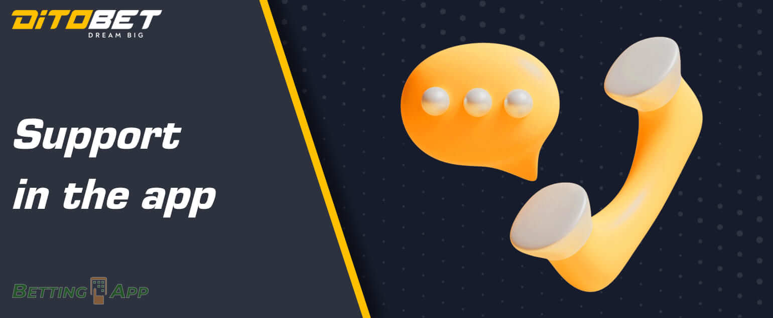 How users can contact DitoBet support via the app
