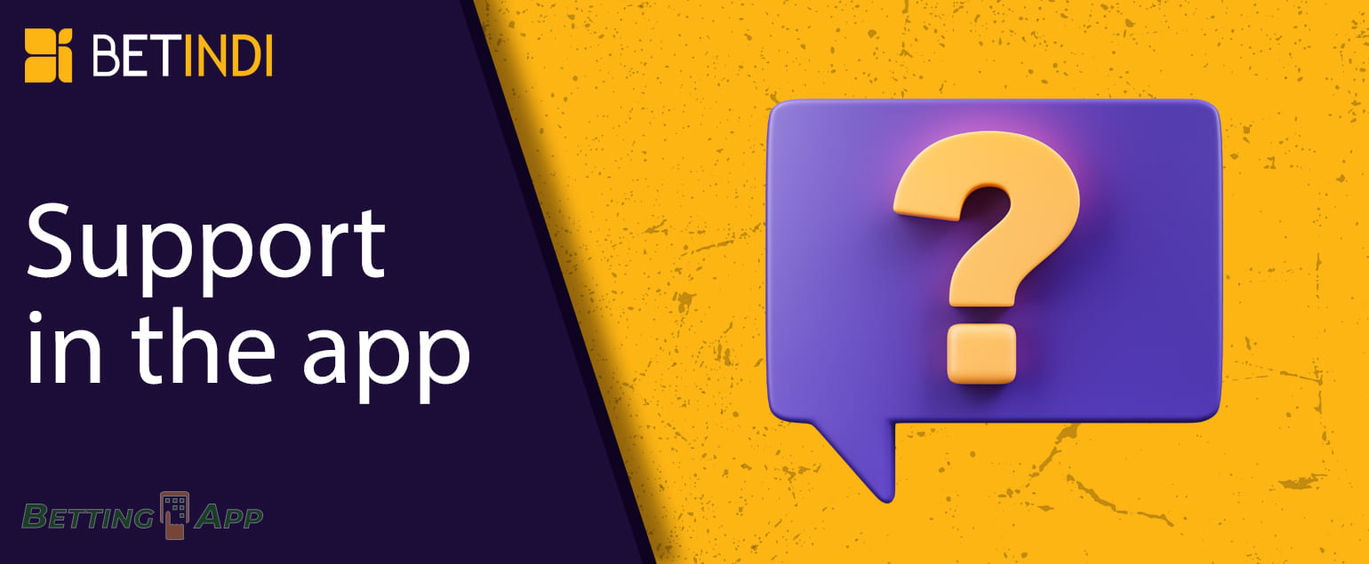Available ways to contact customer support in the Betindi mobile app 