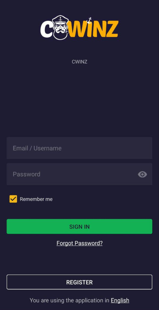 Signing in to your Cwinz app account