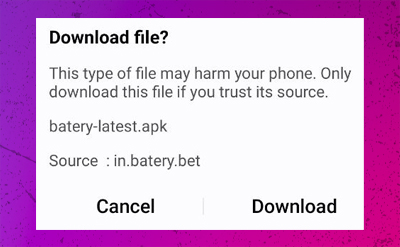 Batery mobile app download confirmation