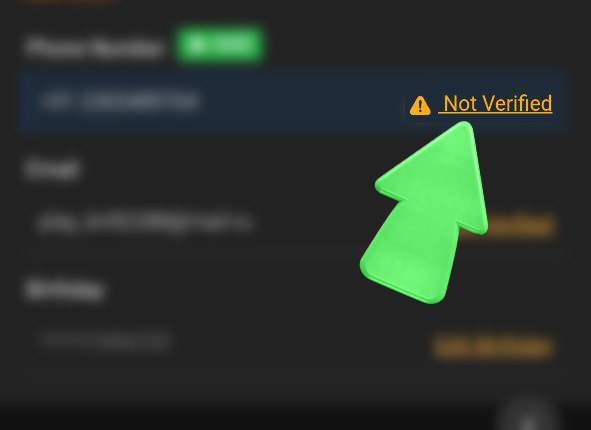 Baji app account verification screen with 'Not verified' button — click on it to proceed