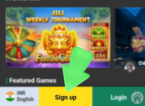 Step 2 of registration and verification via the Baji betting app with the 'Sign Up' button