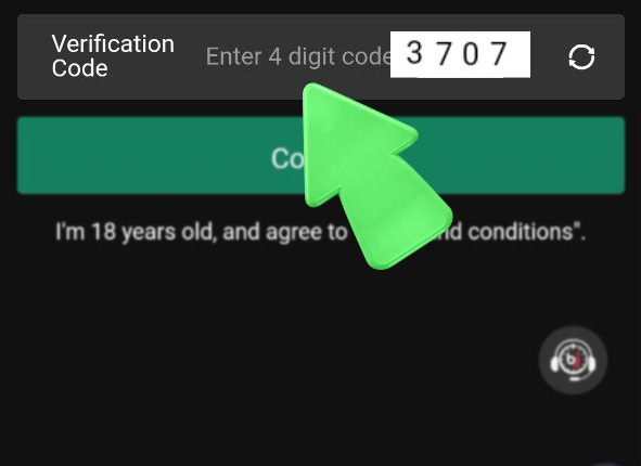 Step 5 of registration and verification via the Baji betting app – enter Verification Code