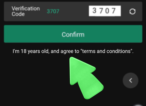 Step 6 of registration and verification in the Baji betting app, showing the checkbox for 'I'm 18 years old, and agree to terms and conditions.'