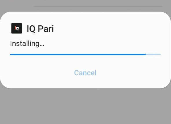 Step 6 of installing the IqPari app shows the “Installing...” status.