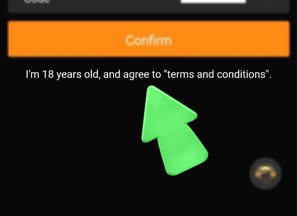 Step 4 of registration and verification via the JeetBuzz betting app – give consent ' I'm 18 years old, and agree to the terms and conditions'