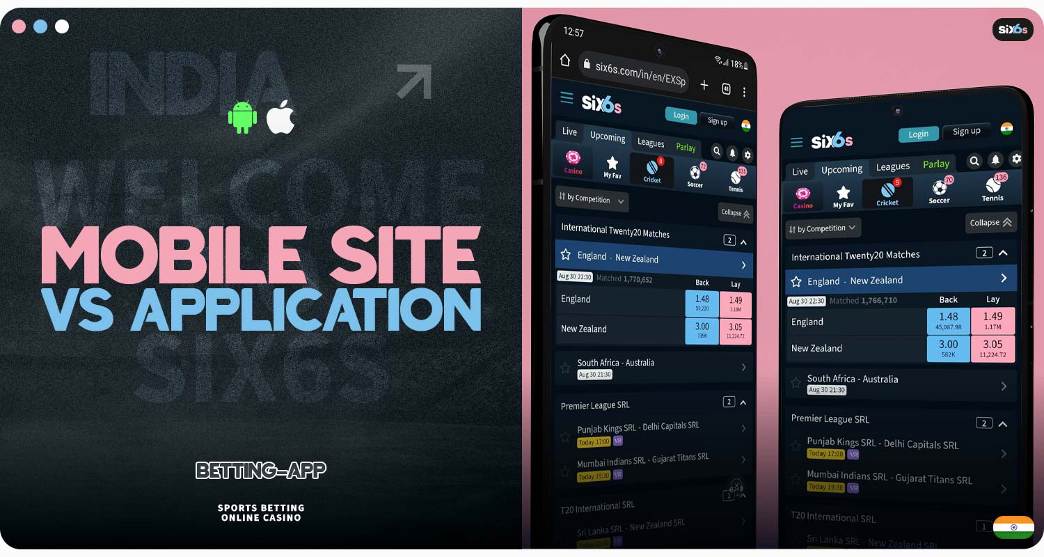 Comparison of the Six6s mobile website and the Six6s app.