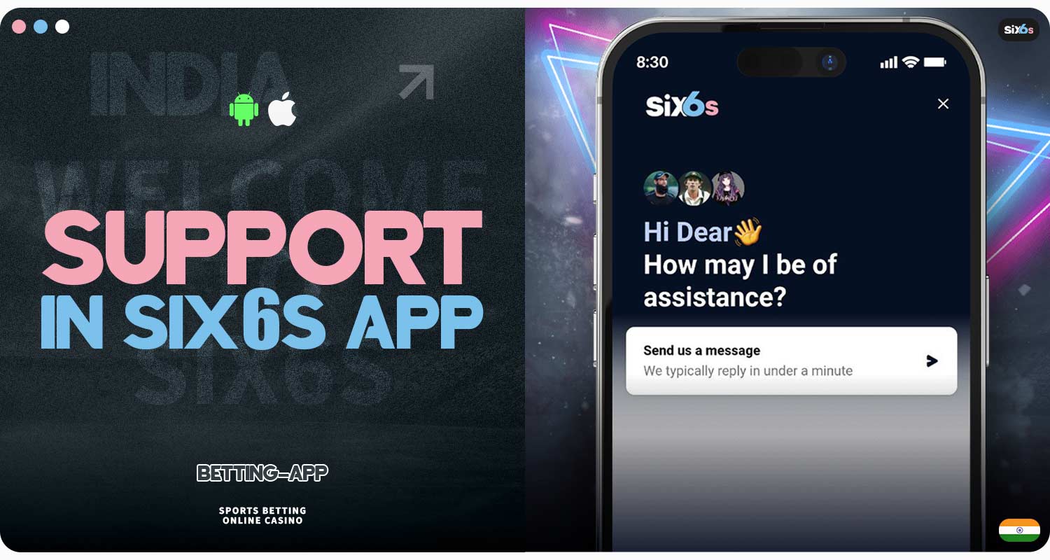 Methods of contacting customer support in the Six6s mobile app.