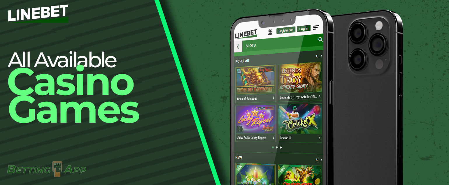 All Available casino games on the linebet app.