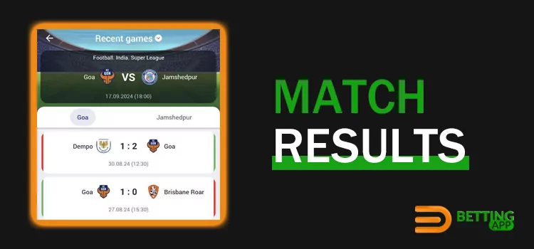 Match results in apps