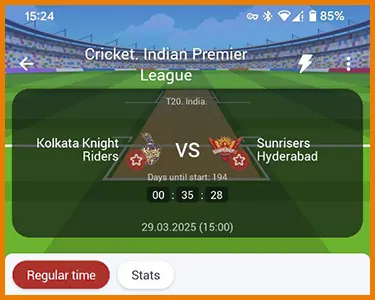 Follow the event via the mobile betting app