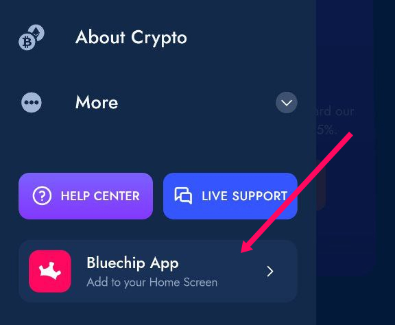 BlueChip mobile app section — 'Bluechip App'.