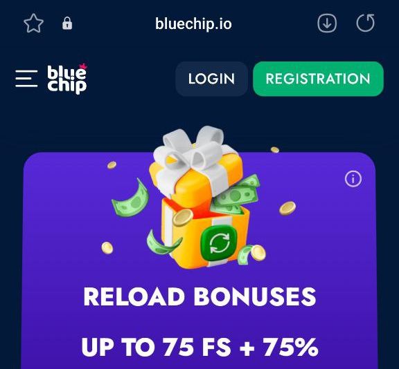 BlueChip mobile app main screen.