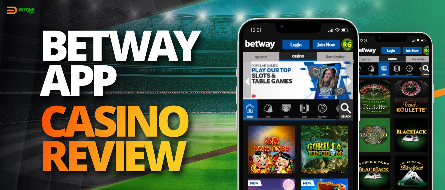 Online casino section in Betway 2024 app