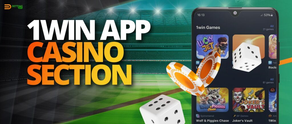 Casino section in 1Win India app