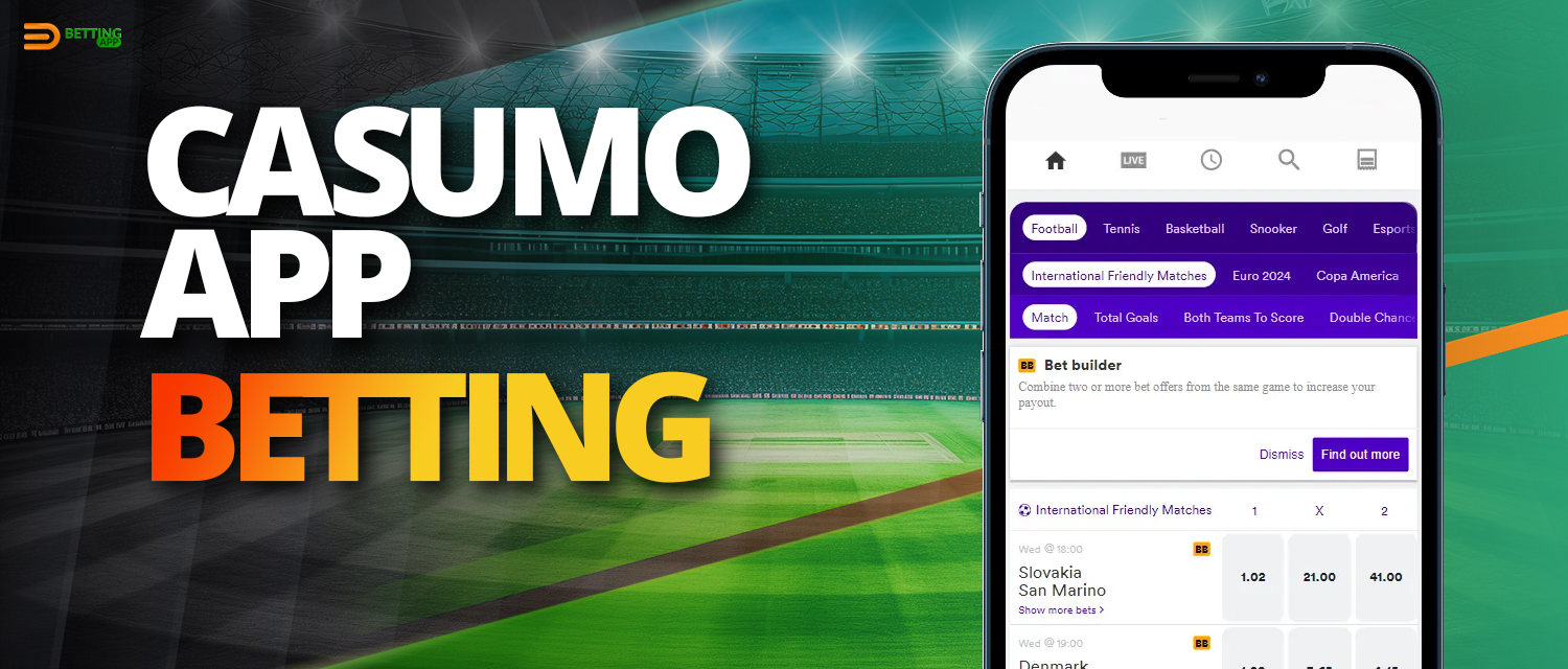 Types of spot bets available in Casumo app for betting