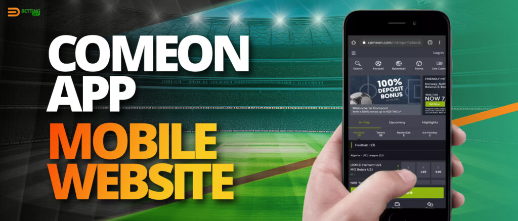 Web version of ComeOn site for online casino games