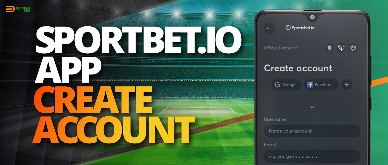 Registering a new Sportbet.io account using the app