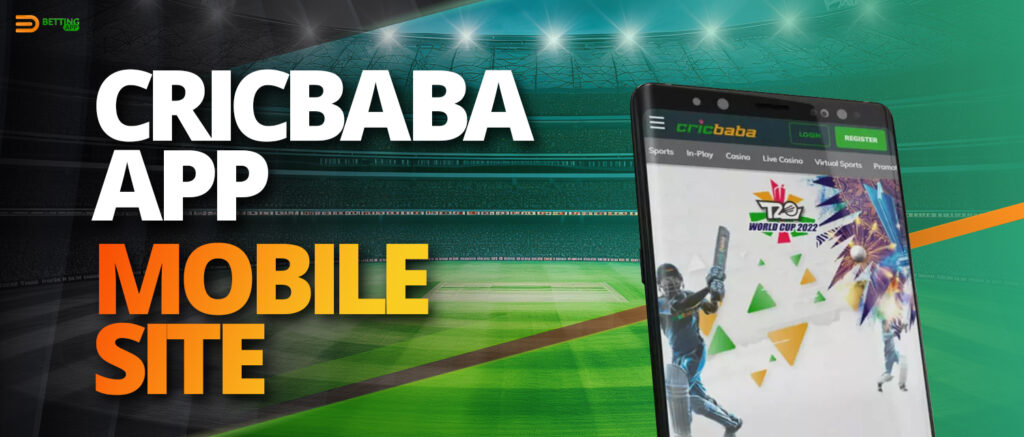 Features of the mobile version of the bookmaker's website Cricbaba