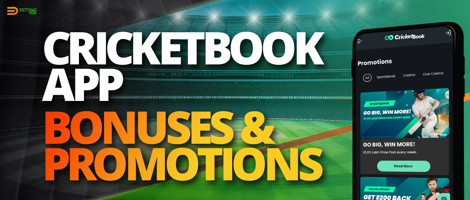 Promotions and bonuses available on CricketBook mobile app India